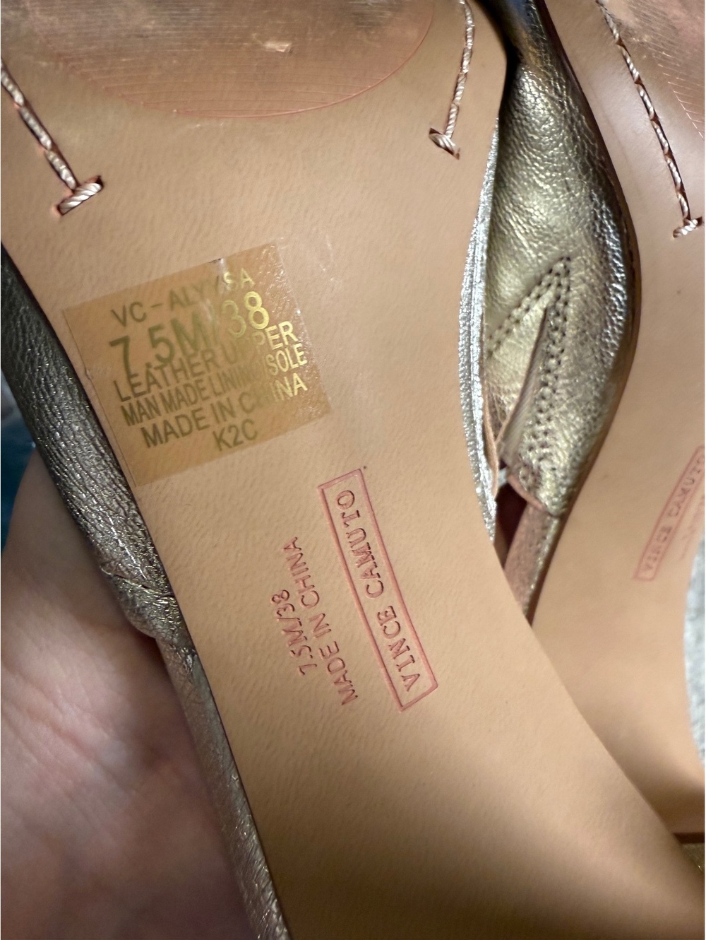 Vince‎ Camuto Metallic Gold Leather Open-Toe Mules Heels - Picture 7 of 9